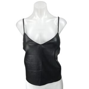 NEW BB Dakota Report Women's Black Faux Leather Vegan Cami Tank Top Size M
